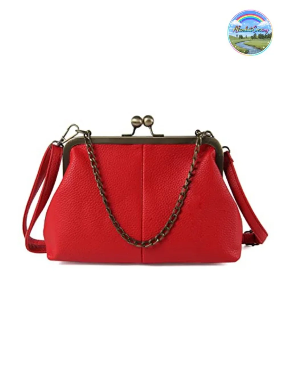 Lanpet Womens Kiss Lock Clutch PU Leather Crossbody Bag with Chain Strap